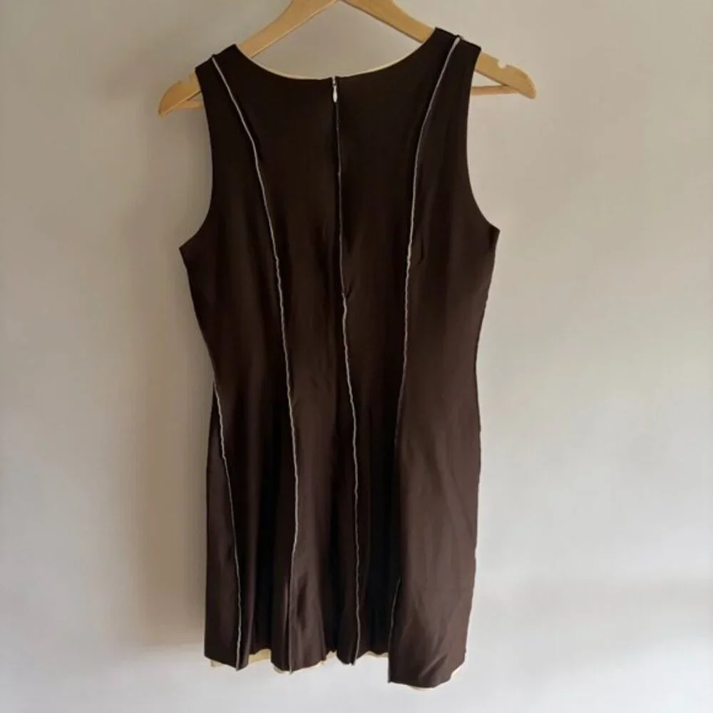 CHANEL VINTAGE 1999 BROWN STRIPED MINI DRESS